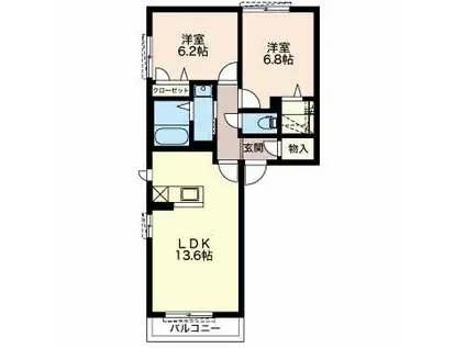 マノワール(2LDK/2階)の間取り写真