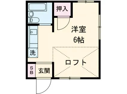 アップルハウスⅡ(1K/2階)の間取り写真