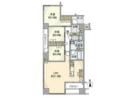 シティハウス南森町(3LDK/5階)の間取り写真