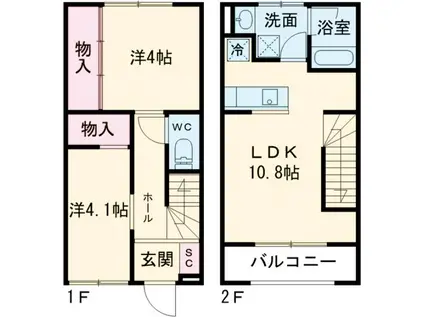 ルミナス池袋本町(2LDK/1階)の間取り写真