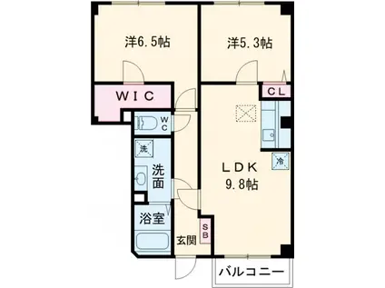 メゾンベルデュールB(2DK/1階)の間取り写真