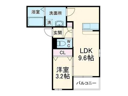 LECOCON岩倉Ⅲ(1LDK/1階)の間取り写真