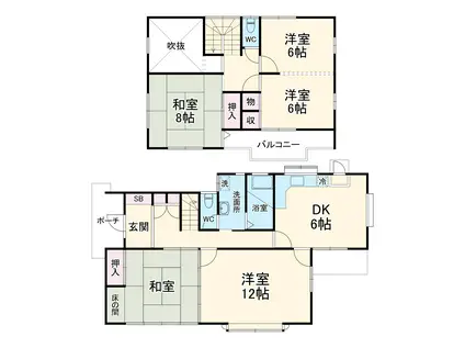 遠州鉄道 積志駅 徒歩59分 2階建 築32年(5DK)の間取り写真