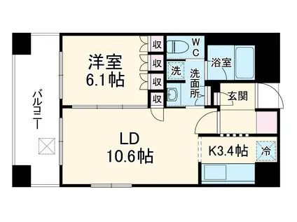 リーガル京都五條堀川(1LDK/8階)の間取り写真