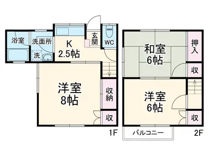 東急田園都市線 たまプラーザ駅 徒歩14分 2階建 築47年(3K)の間取り写真