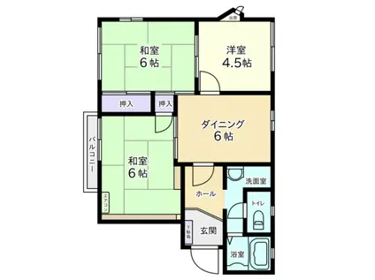 グランドール須賀A棟(3DK/2階)の間取り写真