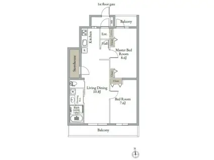 ベルメゾン中村橋サウス(2LDK/1階)の間取り写真