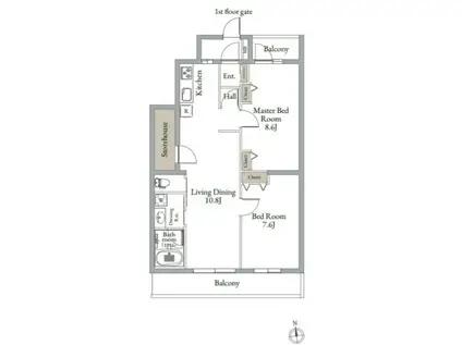 ベルメゾン中村橋サウス(2LDK/1階)の間取り写真