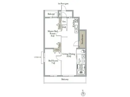 ベルメゾン中村橋サウス(2LDK/1階)の間取り写真