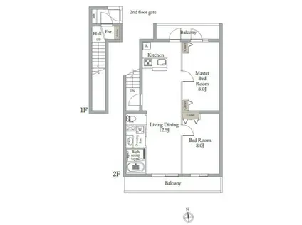 ベルメゾン中村橋サウス(2LDK/2階)の間取り写真
