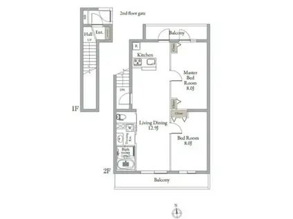 ベルメゾン中村橋サウス(2LDK/2階)の間取り写真