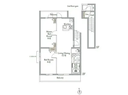 ベルメゾン中村橋サウス(2LDK/2階)の間取り写真