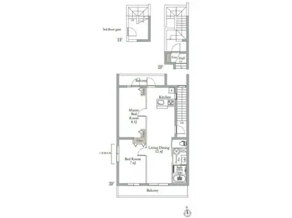 ベルメゾン中村橋サウス(2LDK/3階)の間取り写真