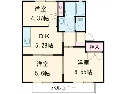 ハイツエクセレンスB(3DK/1階)の間取り写真