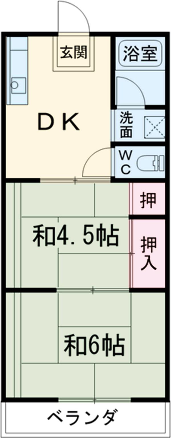 雄光ハイツ(2DK/1階)の間取り写真