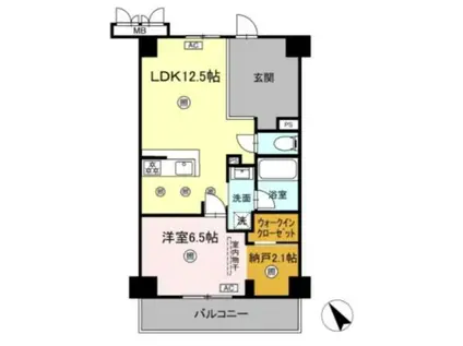 みらいビル(1LDK/7階)の間取り写真