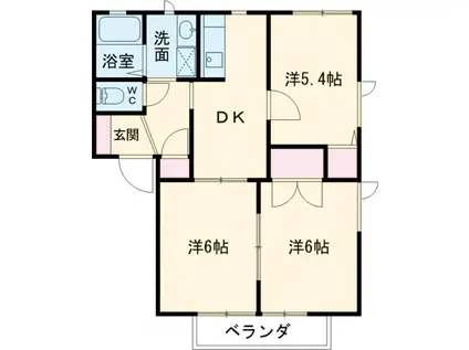 アンジェラスA(3DK/2階)の間取り写真