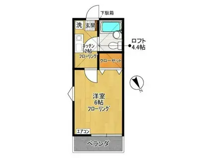 ペアハイム10(1K/2階)の間取り写真