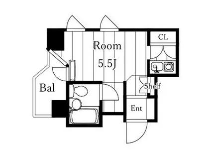 メゾン・ド・セレブラル B棟(ワンルーム/11階)の間取り写真