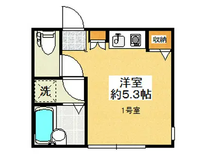 ヴィレッタ中田西(ワンルーム/1階)の間取り写真