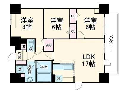 PONTE CIELO(3LDK/12階)の間取り写真