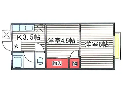 ルミリア千葉CITY(2K/1階)の間取り写真