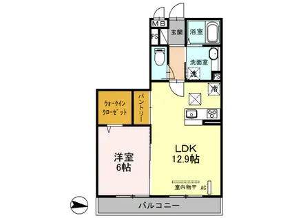 元町イグレットⅡ(1LDK/1階)の間取り写真