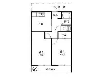 朝日屋ハイツ(2DK/2階)の間取り写真