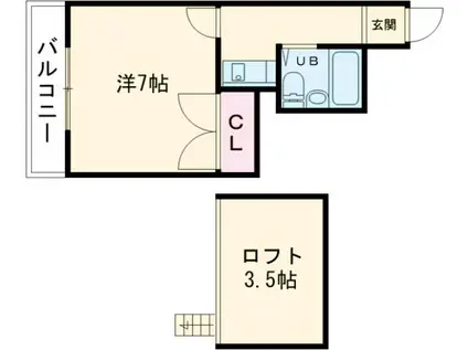 パヴィオンドラレーヌ(1K/2階)の間取り写真