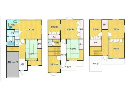 京阪電気鉄道京阪線 守口市駅 徒歩17分 3階建 築30年(8LDK)の間取り写真