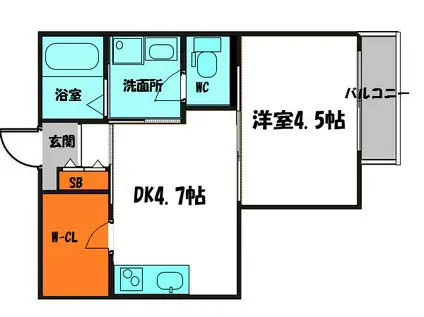 L-BASE藤田町(1DK/1階)の間取り写真