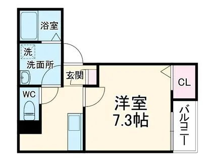 LECOCON弥富Ⅲ(1K/3階)の間取り写真