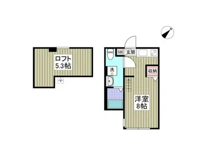 STAR CLOUD矢部(ワンルーム/2階)の間取り写真