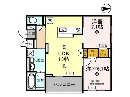 FORTUNA江坂(2LDK/4階)の間取り写真
