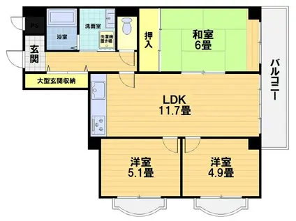 プルーリオン上桂(1LDK/4階)の間取り写真