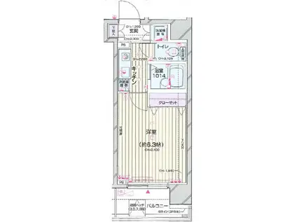 レガロ飛鳥山(1K/3階)の間取り写真