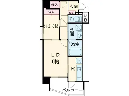 リアンシェルブルー大濠公園(2K/9階)の間取り写真