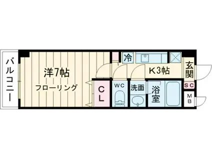 ロイビル国分寺(1K/4階)の間取り写真