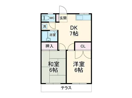 モンシャト-生田2(2DK/1階)の間取り写真