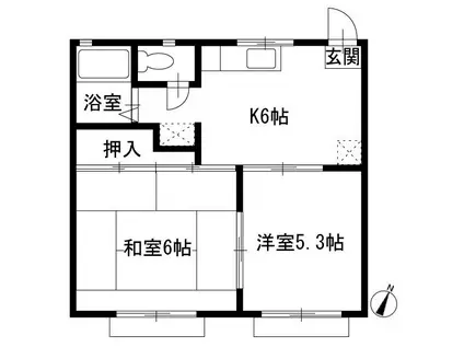 エコーハイツ(2DK/1階)の間取り写真