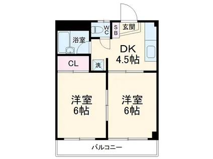 パレス大喜(2K/1階)の間取り写真