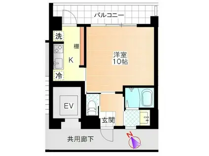 かわせみ(1K/4階)の間取り写真