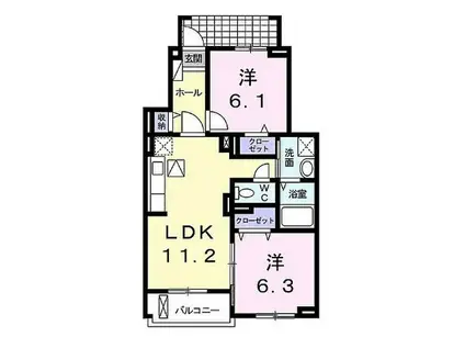 HIIRAGI平坂町(2LDK/1階)の間取り写真