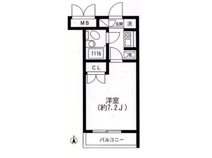 スカイヒル生田(1K/2階)の間取り写真