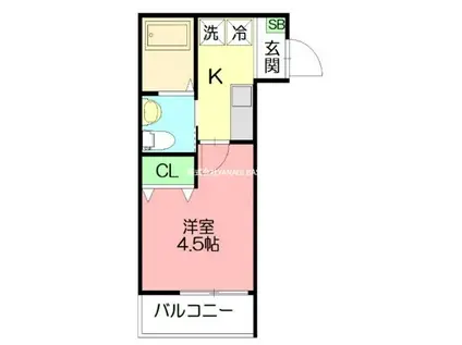 DEN生田(1K/3階)の間取り写真