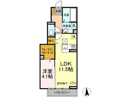 ロックヒル(1LDK/1階)の間取り写真