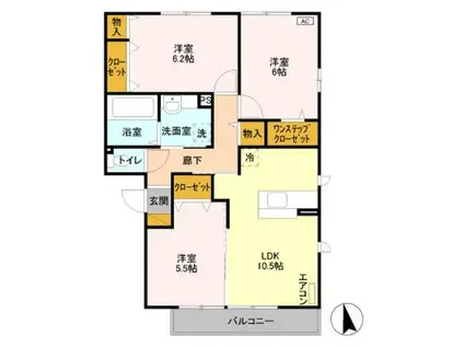 エルクレール古氷B(3LDK/3階)の間取り写真