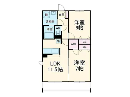 LS RESIDENCE本八幡(2LDK/1階)の間取り写真