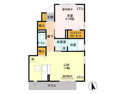 クレディB(1LDK/1階)の間取り写真