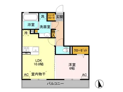 タウンコートⅡ八幡(1LDK/2階)の間取り写真